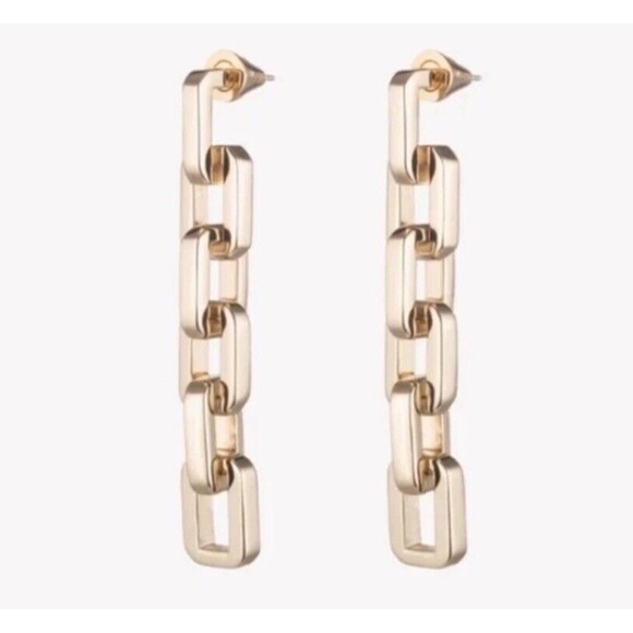 EDDIE BORGO Gold Plated Statement Chain Link Necklace and Earring Set NEW w/ Bag - Picture 3 of 7